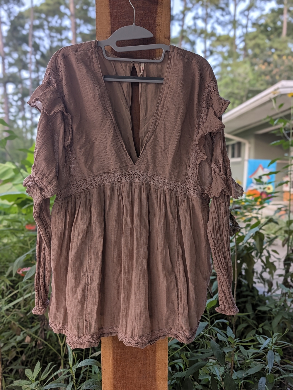 Free People Mauve Long Sleeve Romper